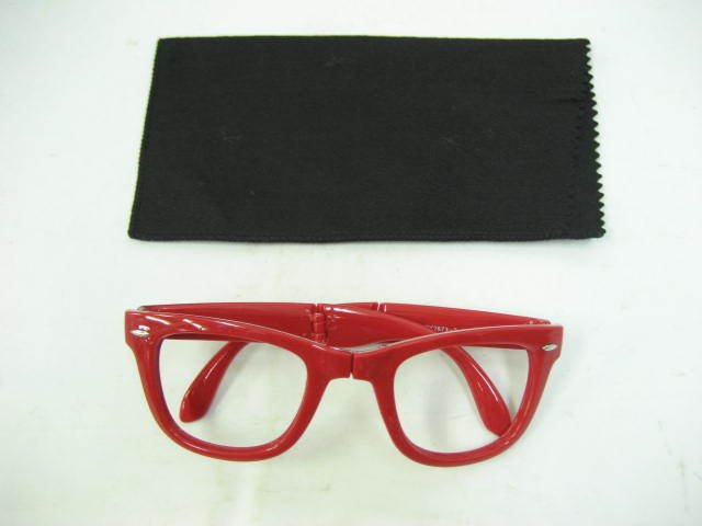 折りたたみ 伊達眼鏡 2873 ウェリントン メガネ めがね 折り畳み 赤 レッド_画像2