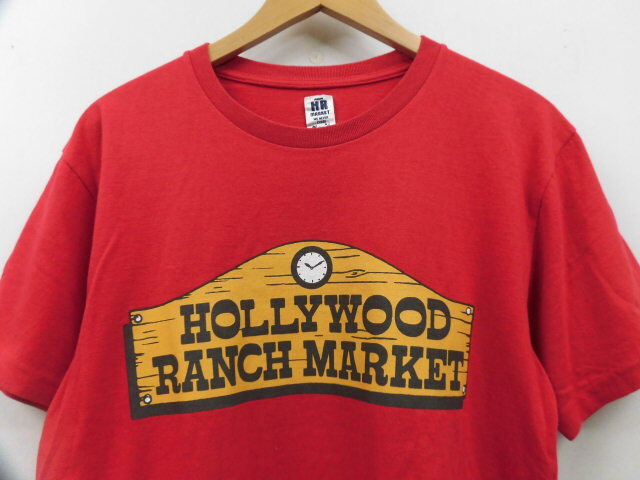 HOLLYWOOD RANCH MARKET ハリウッドランチマーケット 聖林公司 HRM 半袖 ロゴ プリント Tシャツ 丸首 H.R.MARKET レッド 赤 Lサイズ_画像2