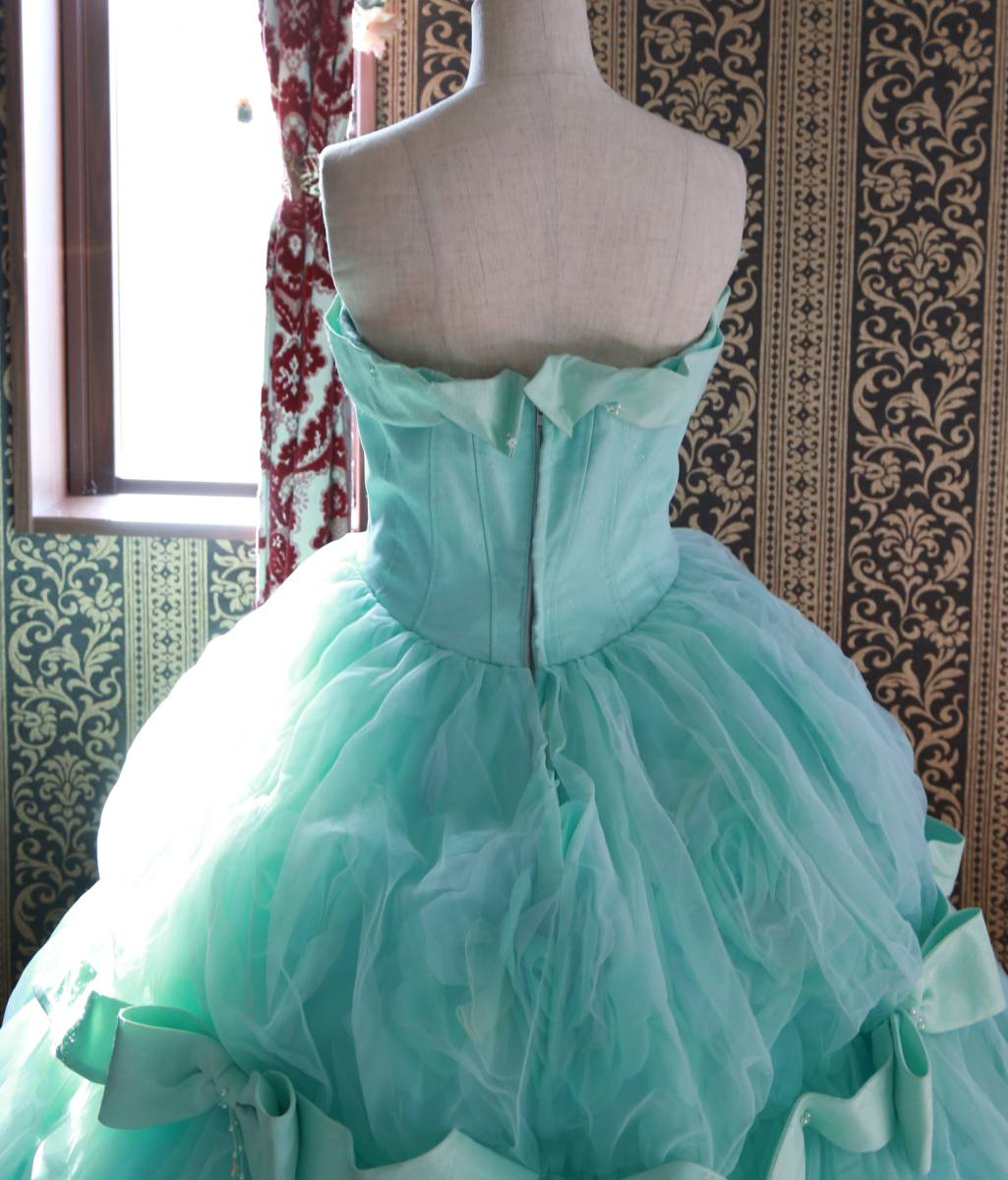 Aya na tureayanachu-ru высококлассный свадебное платье 11 номер L размер бледный зеленый Tiffany голубой цветное платье 