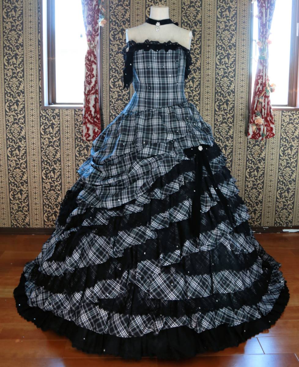  rare large size high class wedding dress 15 number 17 number 19 number 3L~5L size white black Monotone color dress braided up adjustment possibility 