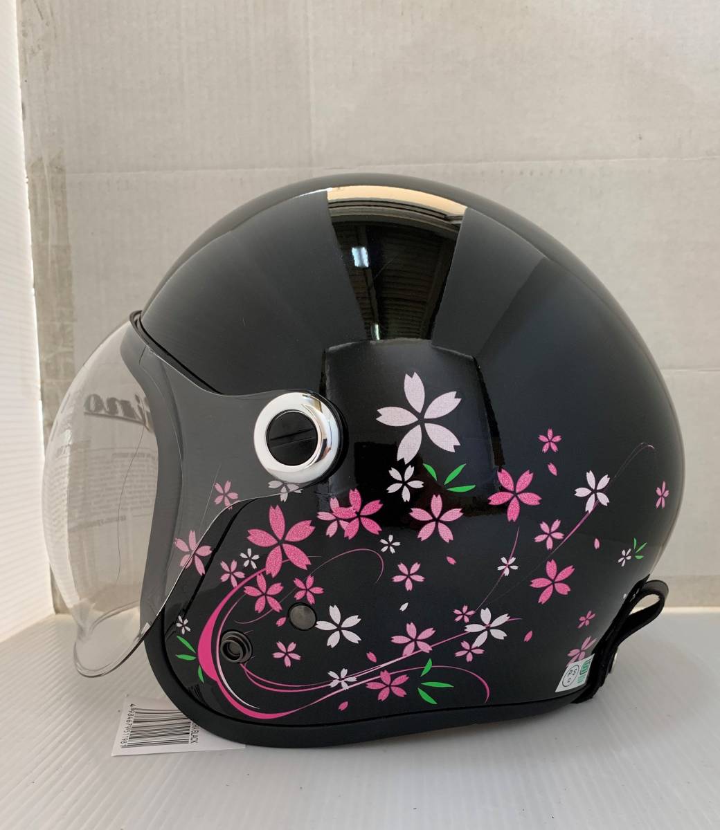 シールド付ジェットヘルメット　レディースジェットヘルメット　ジェッペル　ヘルメット　女性用　さくらブラック_画像2