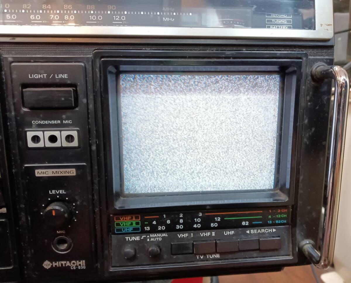 【動作確認済】HITACHI 日立 カラーテレビ ラジオ テープレコーダー C6-630 IC・トランジスタ式 電化製品 昭和レトロ ラジカセ 当時物_画像7