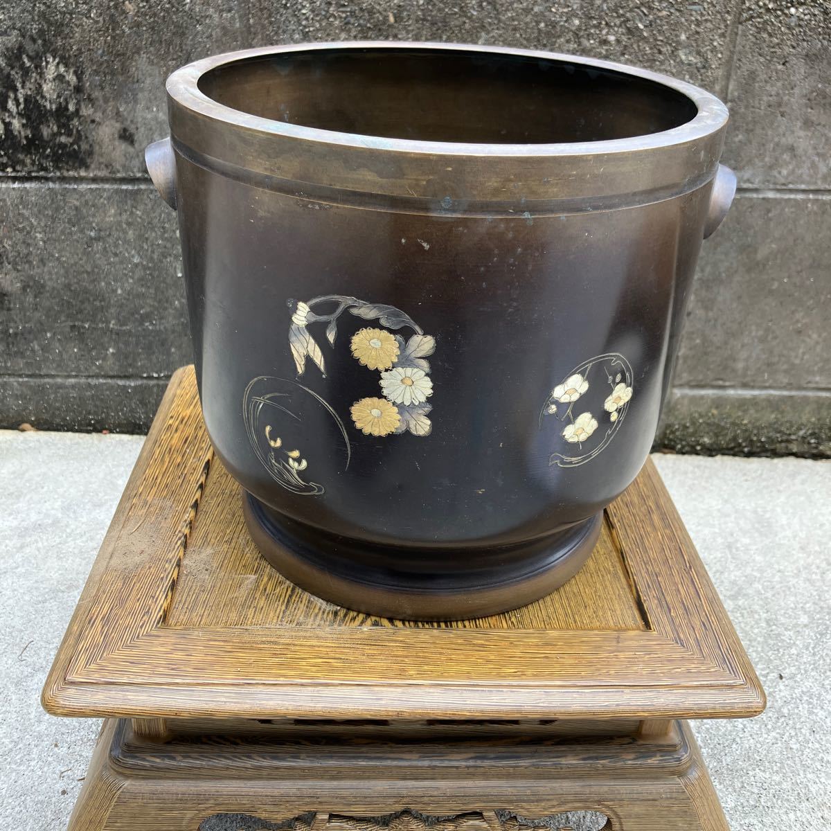 昭和レトロ 火鉢 銅火鉢 手炙り サイズ高さ22cm直径25cm 古民具
