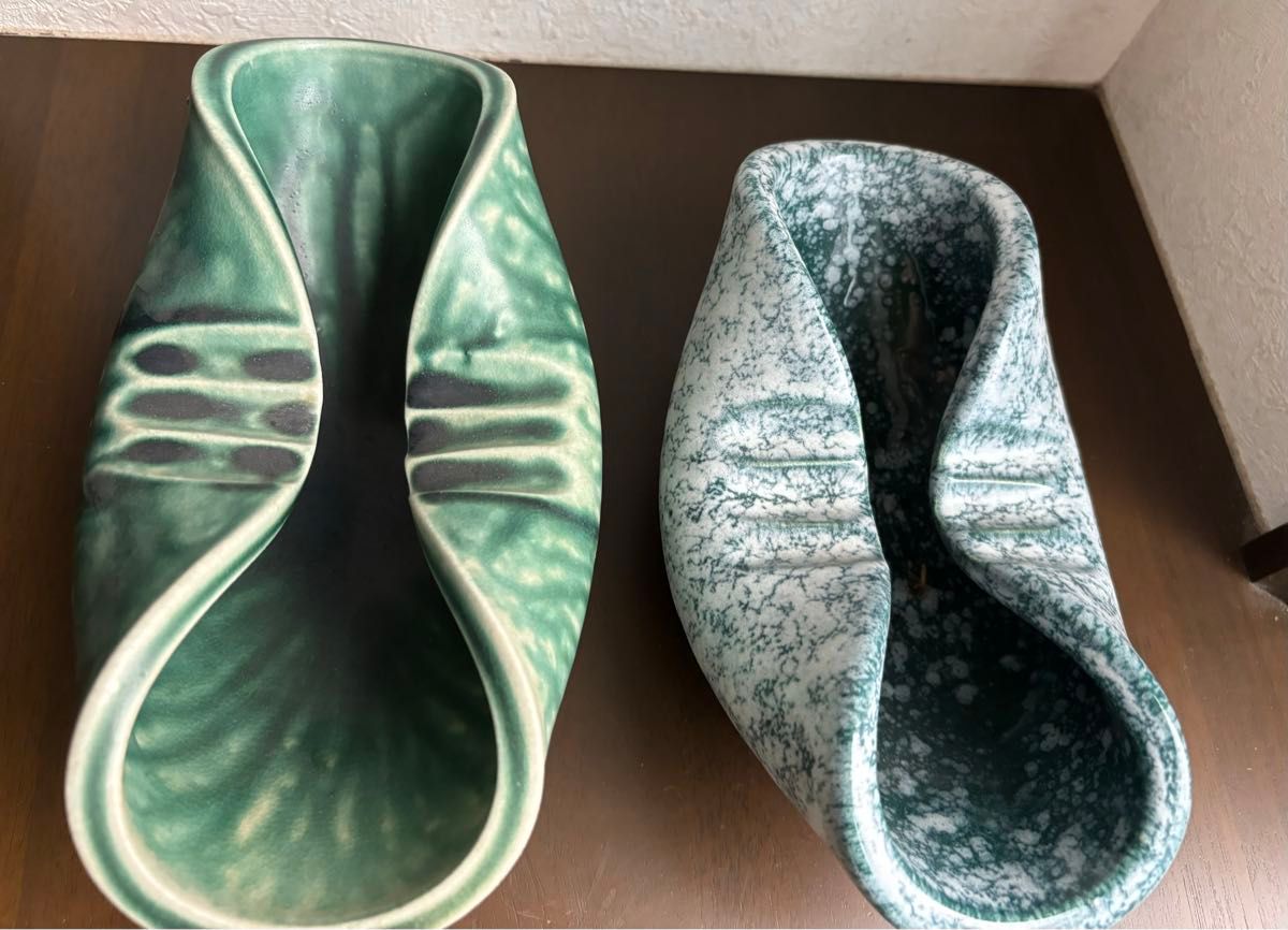 陶器の個性的な灰皿2個セット幸清昭和レトロ花器