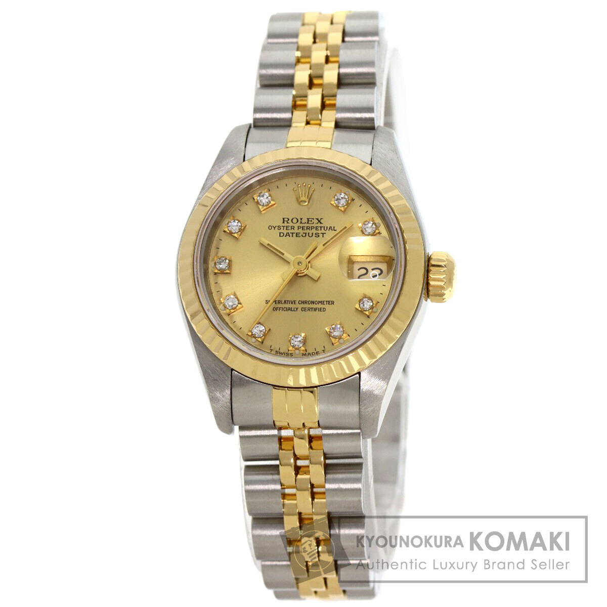 ROLEX ロレックス 69173G デイトジャスト 10P ダイヤモンド 腕時計 ステンレススチール SSxK18YG レディース 中古_画像1