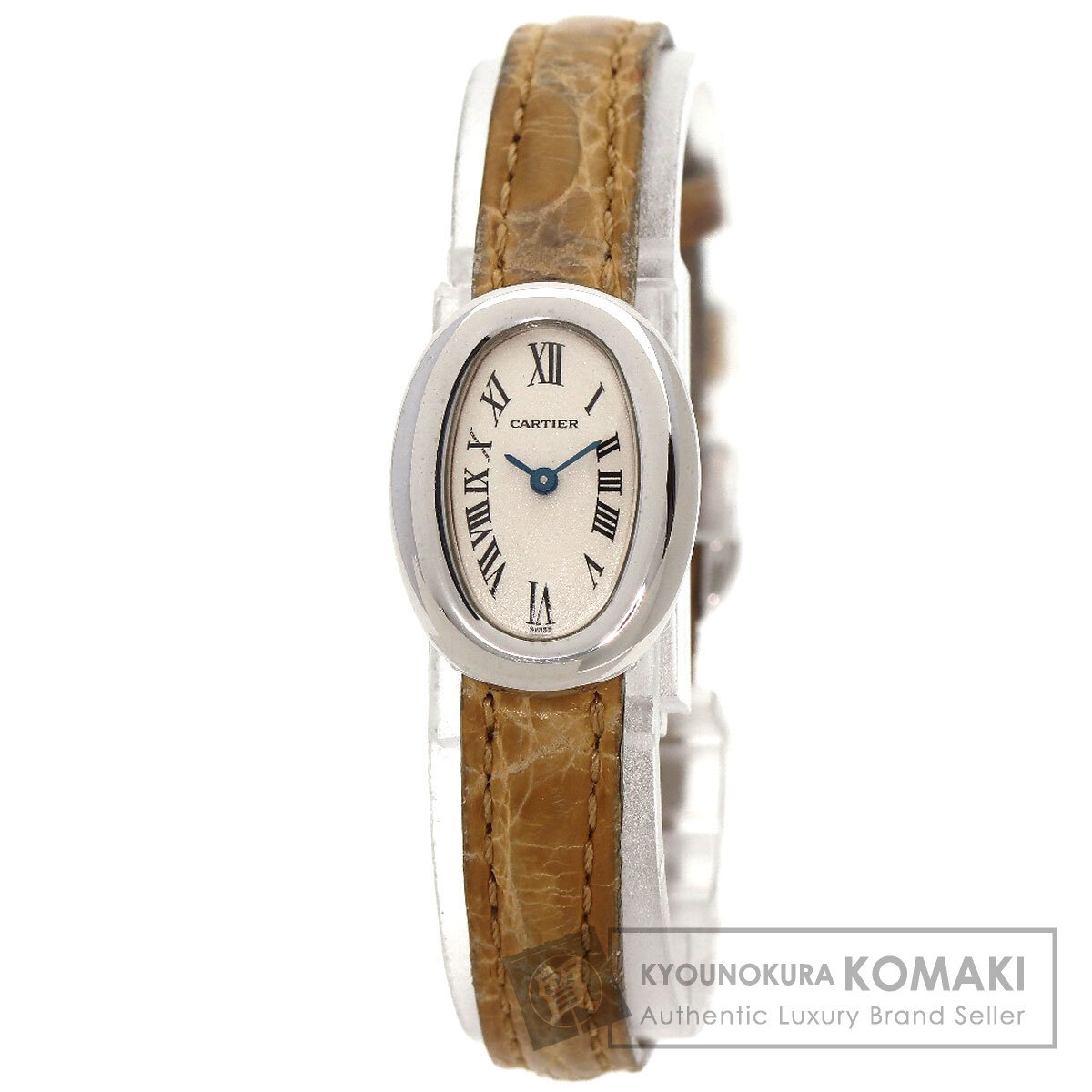 CARTIER カルティエ W1518956 ミニベニュワール 腕時計 K18ホワイトゴールド クロコダイル レディース 中古_画像1