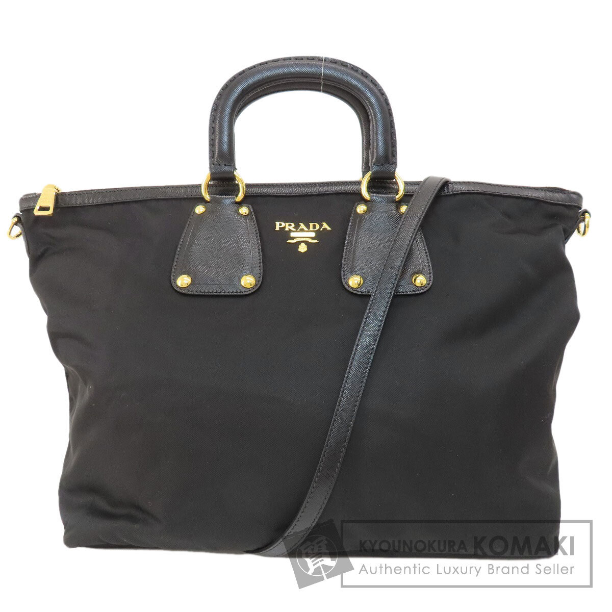 PRADA プラダ ロゴ金具 2WAY ハンドバッグ ナイロン素材 レディース 中古_画像1