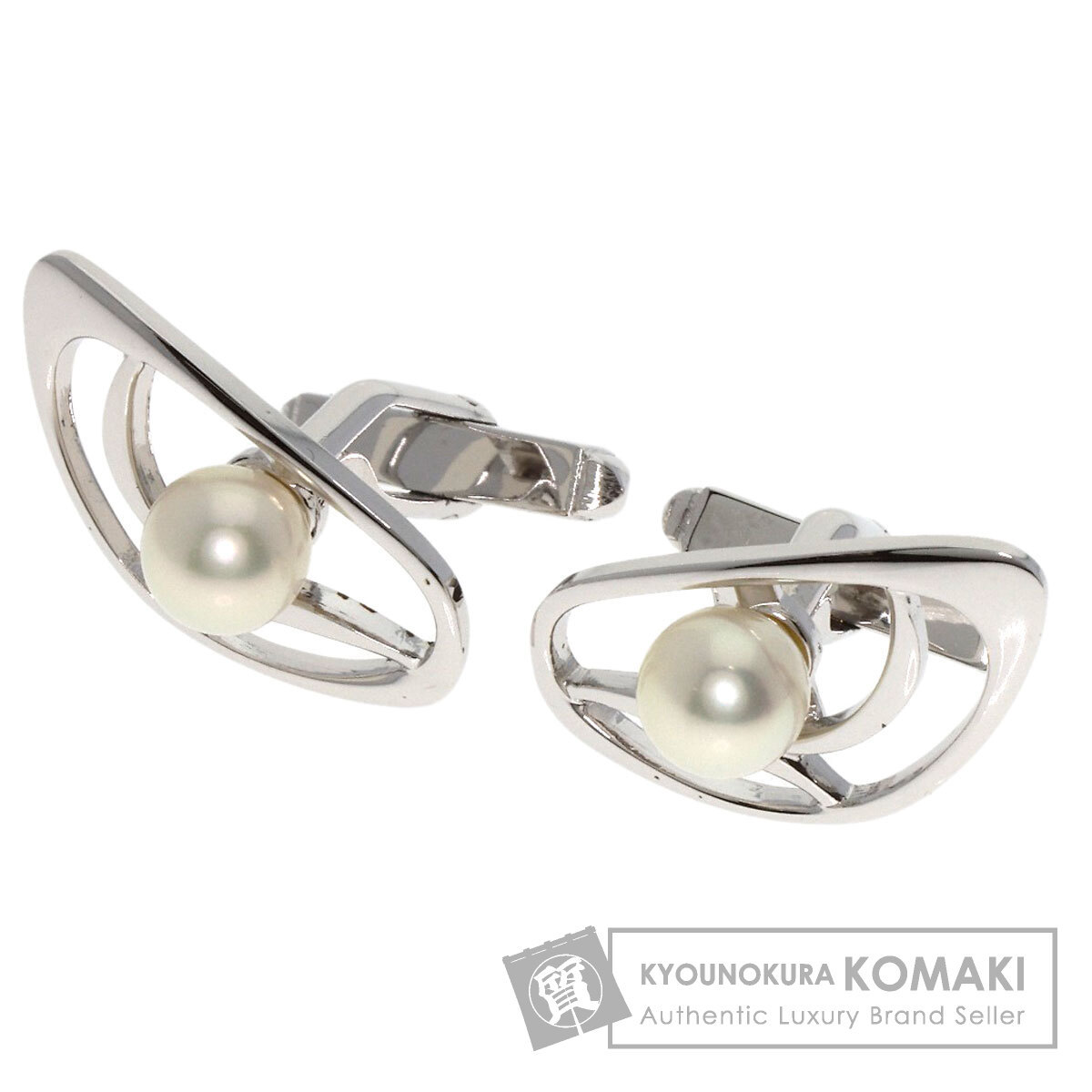 MIKIMOTO ミキモト パール 真珠 カフス シルバー メンズ 中古_画像1