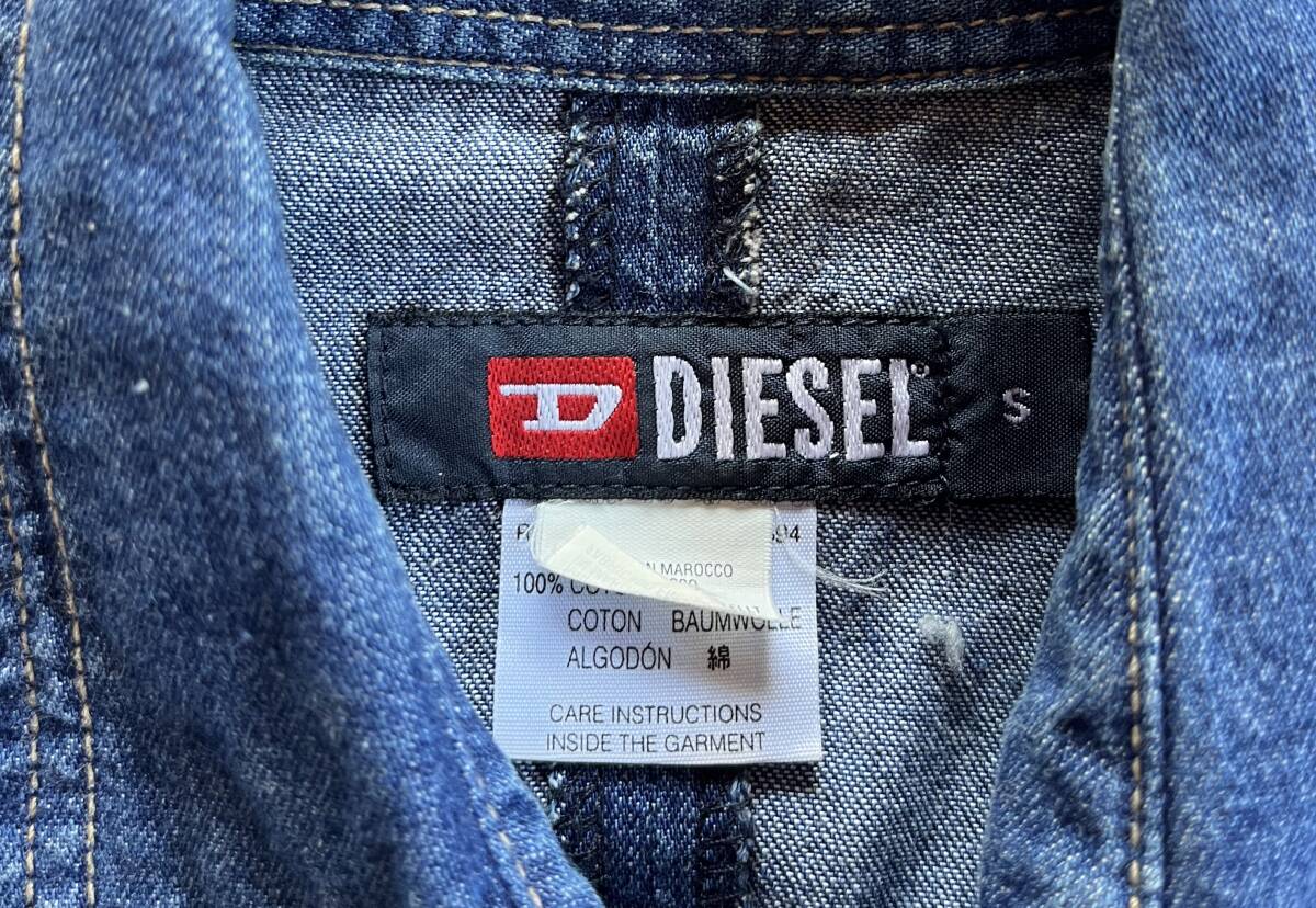 DIESEL ディーゼル デニム ウエスタンシャツ ダメージ加工 インディゴ S　定番_画像2