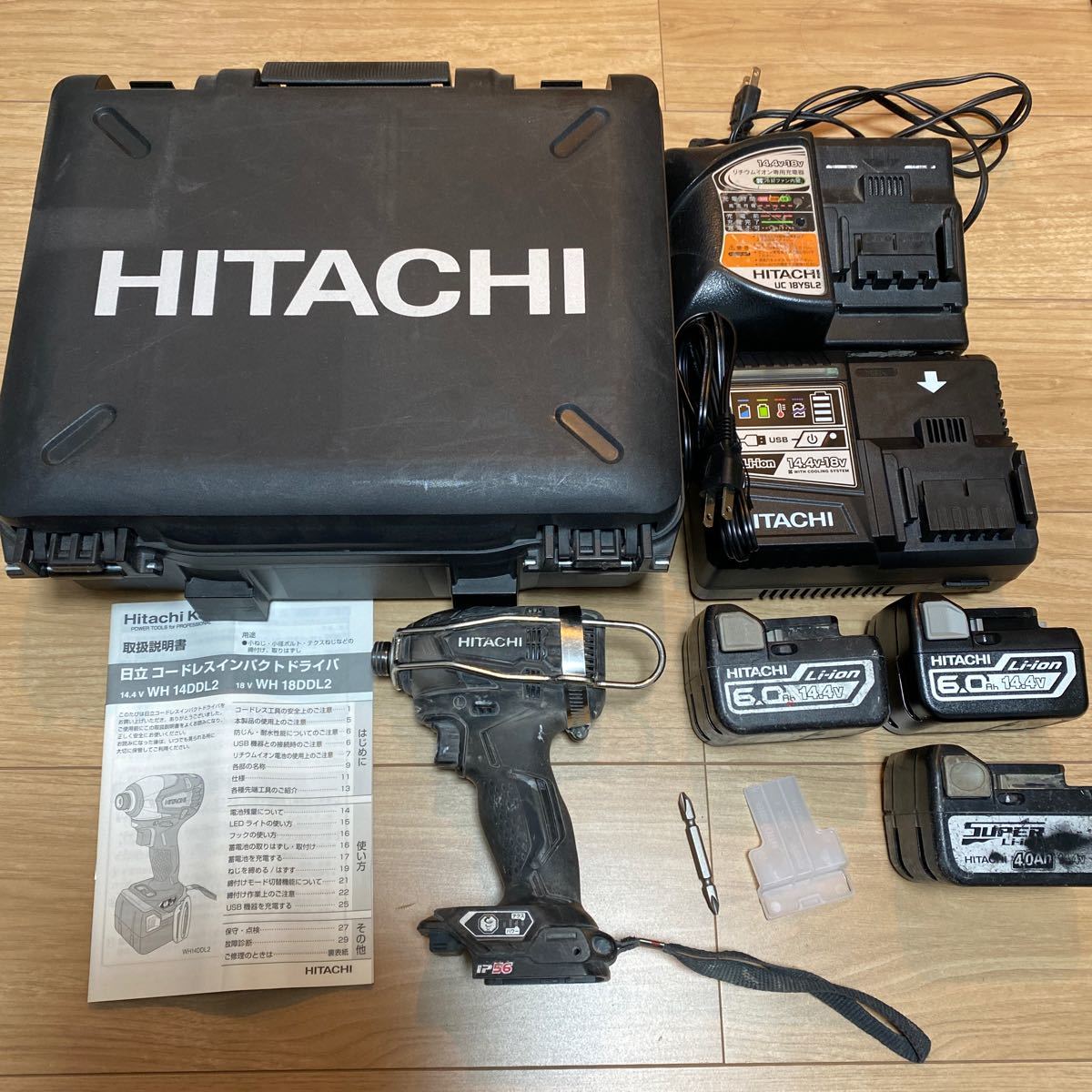 HITACHI 日立 コードレスインパクトドライバー WH14DDL2 新品蓄電池　新品充電器付き　ケース　バッテリー