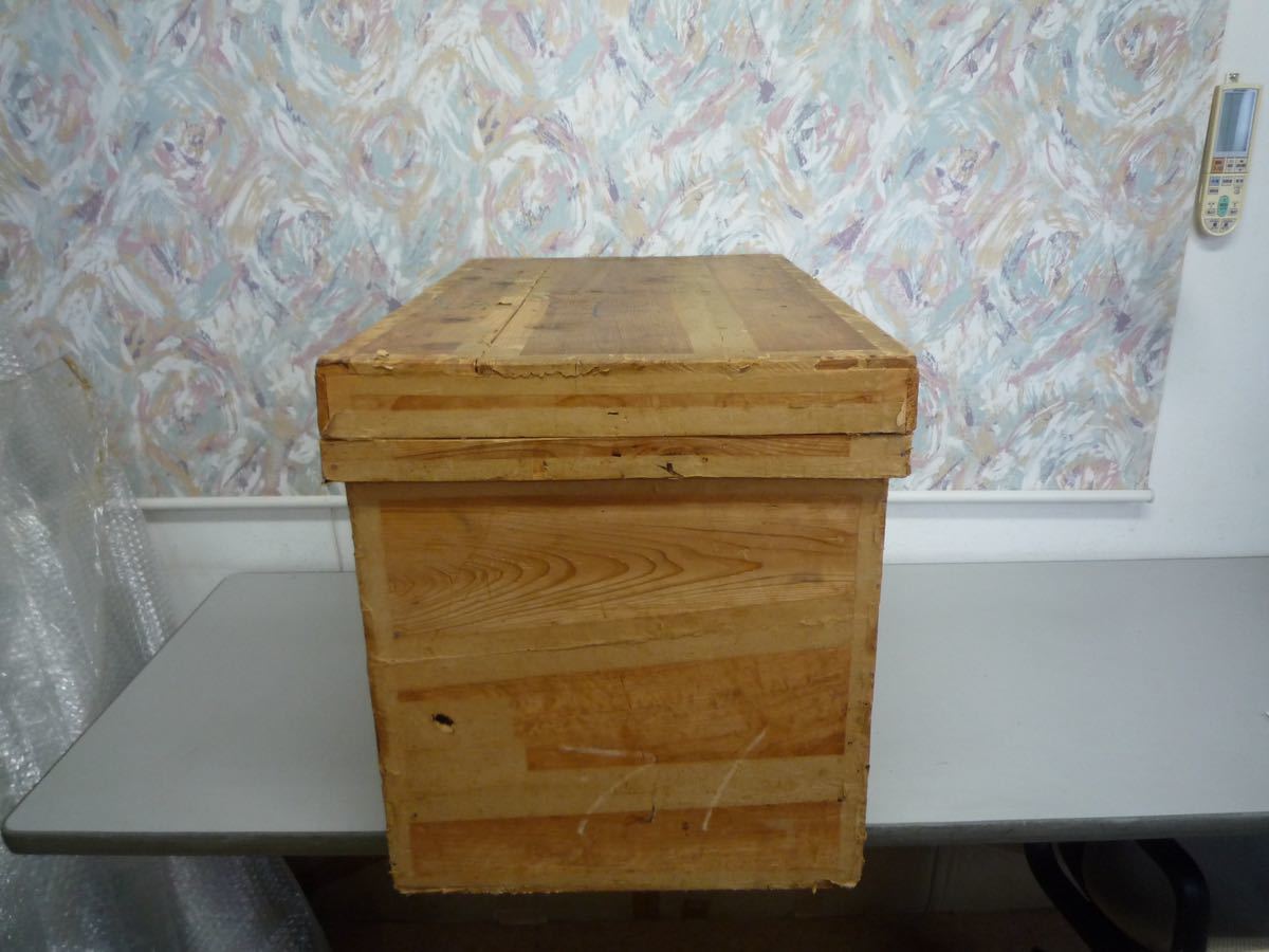 H022154茶箱 木箱 収納箱 木製 昭和レトロ トタン ブリキ_画像4
