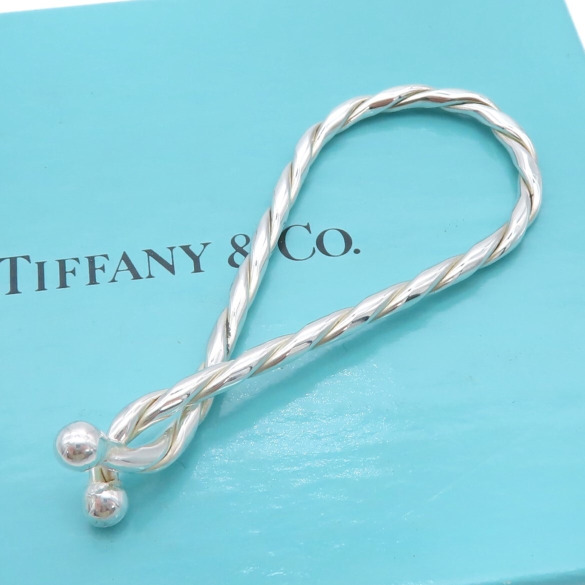 【送料無料】 極希少 美品 Tiffany&Co. ヴィンテージ ティファニー スクリュー シルバー キーリング SV925 ツイスト カギ HT48_画像1