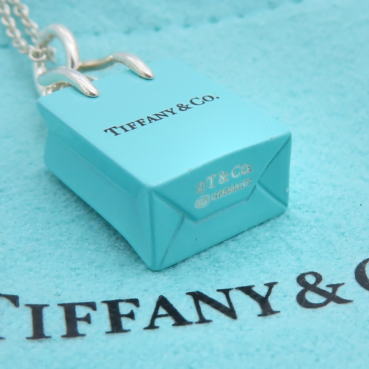 【送料無料】 希少 美品 Tiffany&Co. ティファニー ブルー ショッパー シルバー ネックレス SV925 ショッピング バッグ HT53_画像6