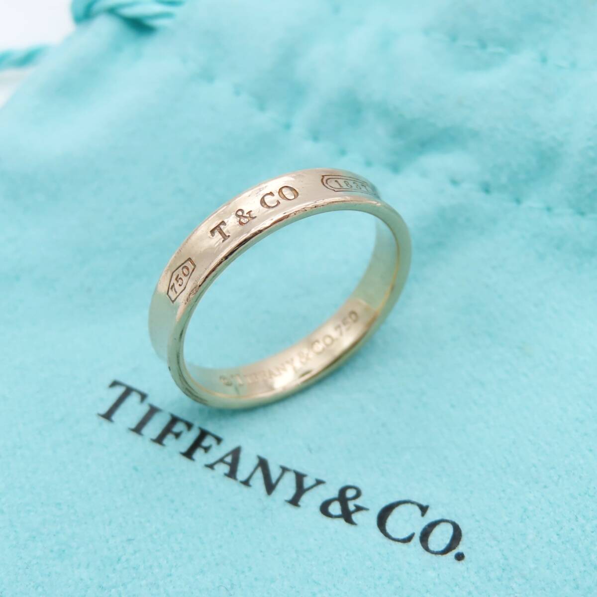 【送料無料】 Tiffany&Co. ティファニー ローズ ゴールド ナロー リング 750 K18 13号 レディース 指輪 ピンク MS4の画像1
