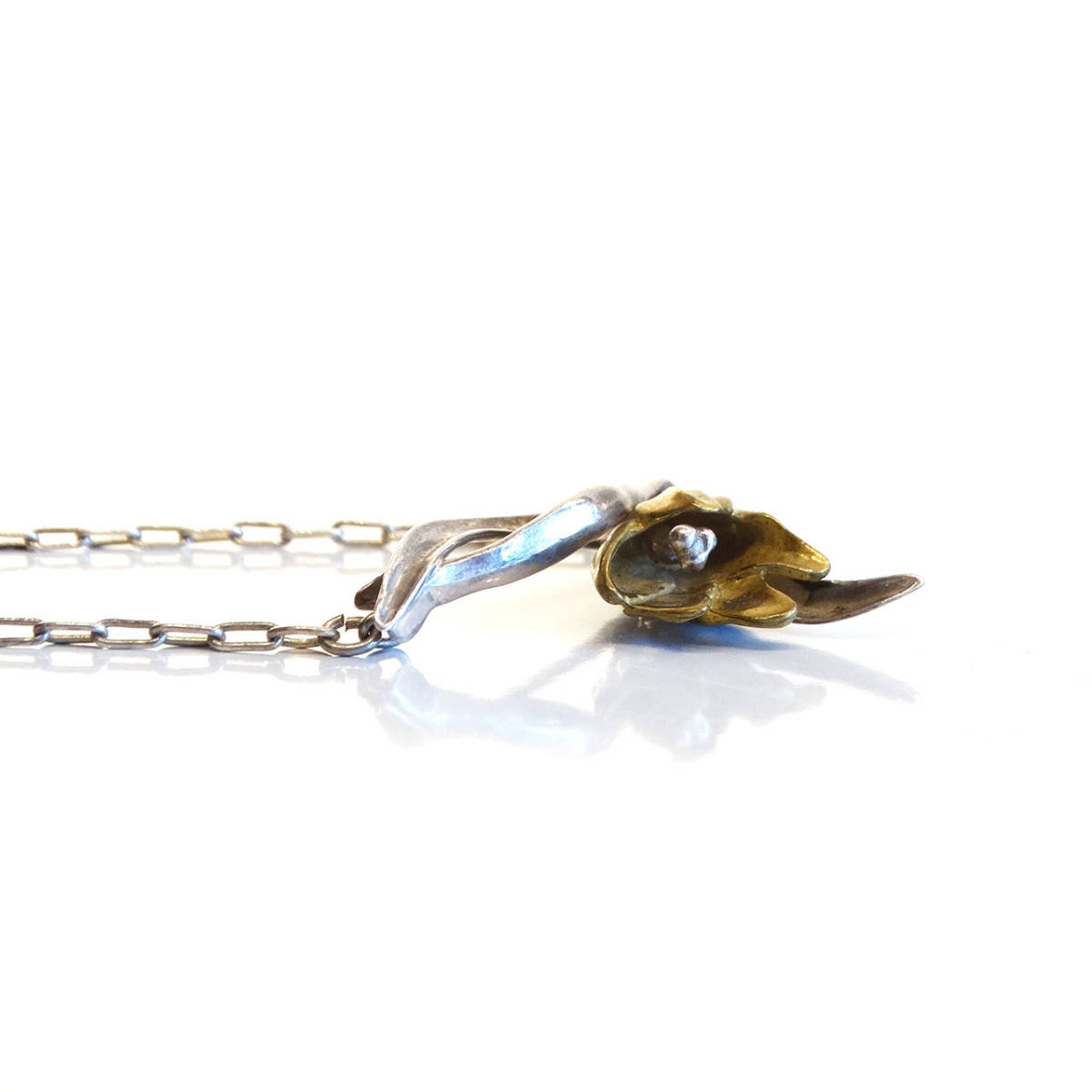 ★Vintage lily design silver necklace_画像6