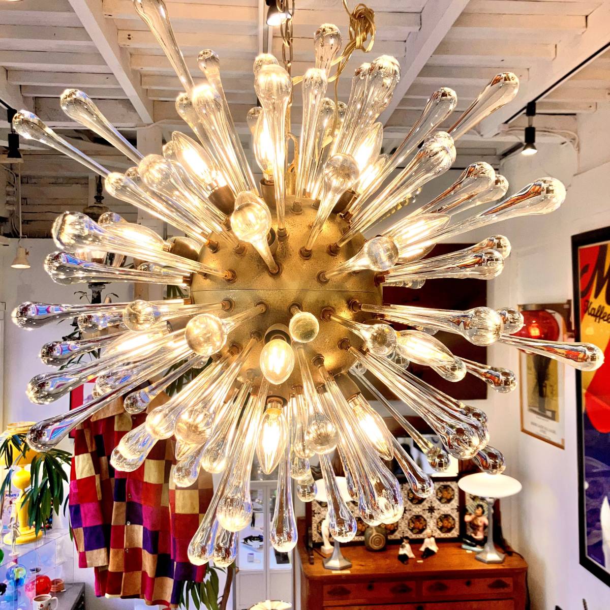 ★60s Italy murano glass vintage chandelier