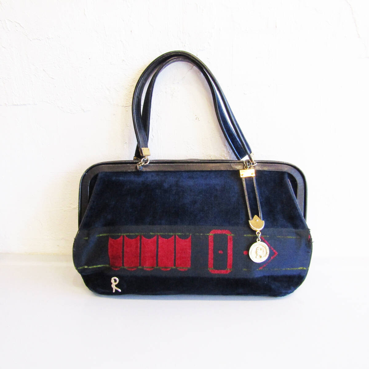 ★70s Italy 「Roberta di Camerino」 Vintage velvet belt design handbag