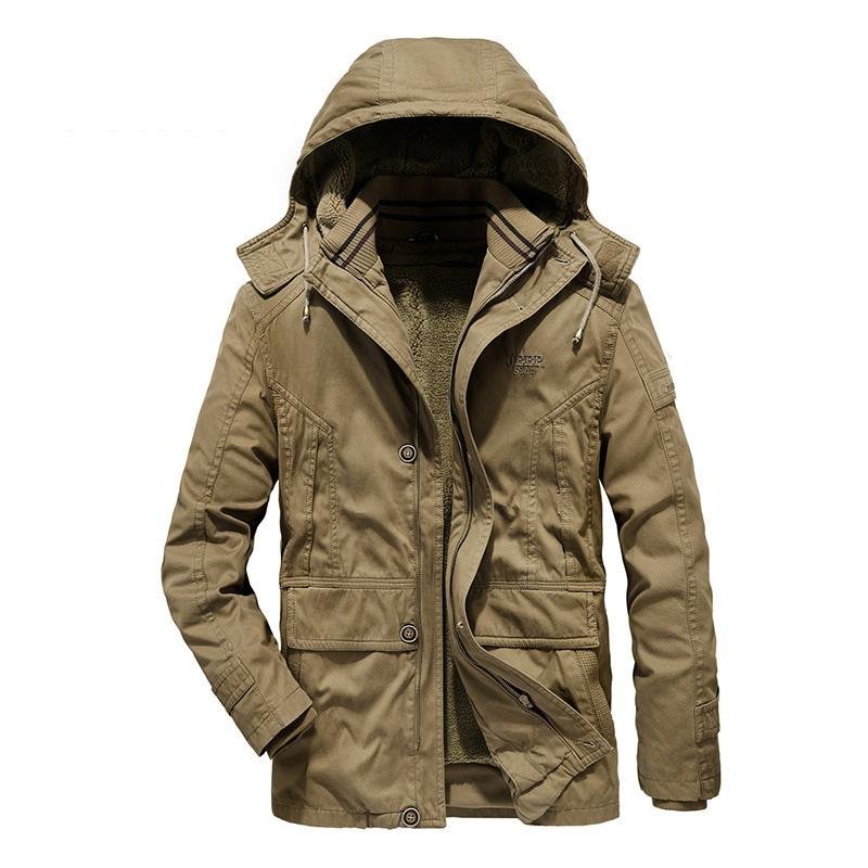 5XL カーキ色 中綿コート ミリタリージャケット メンズ ミリタリー系 ボアライナー付き 脱着式フード 暖かい ロゴ 厚着 秋冬 多機能