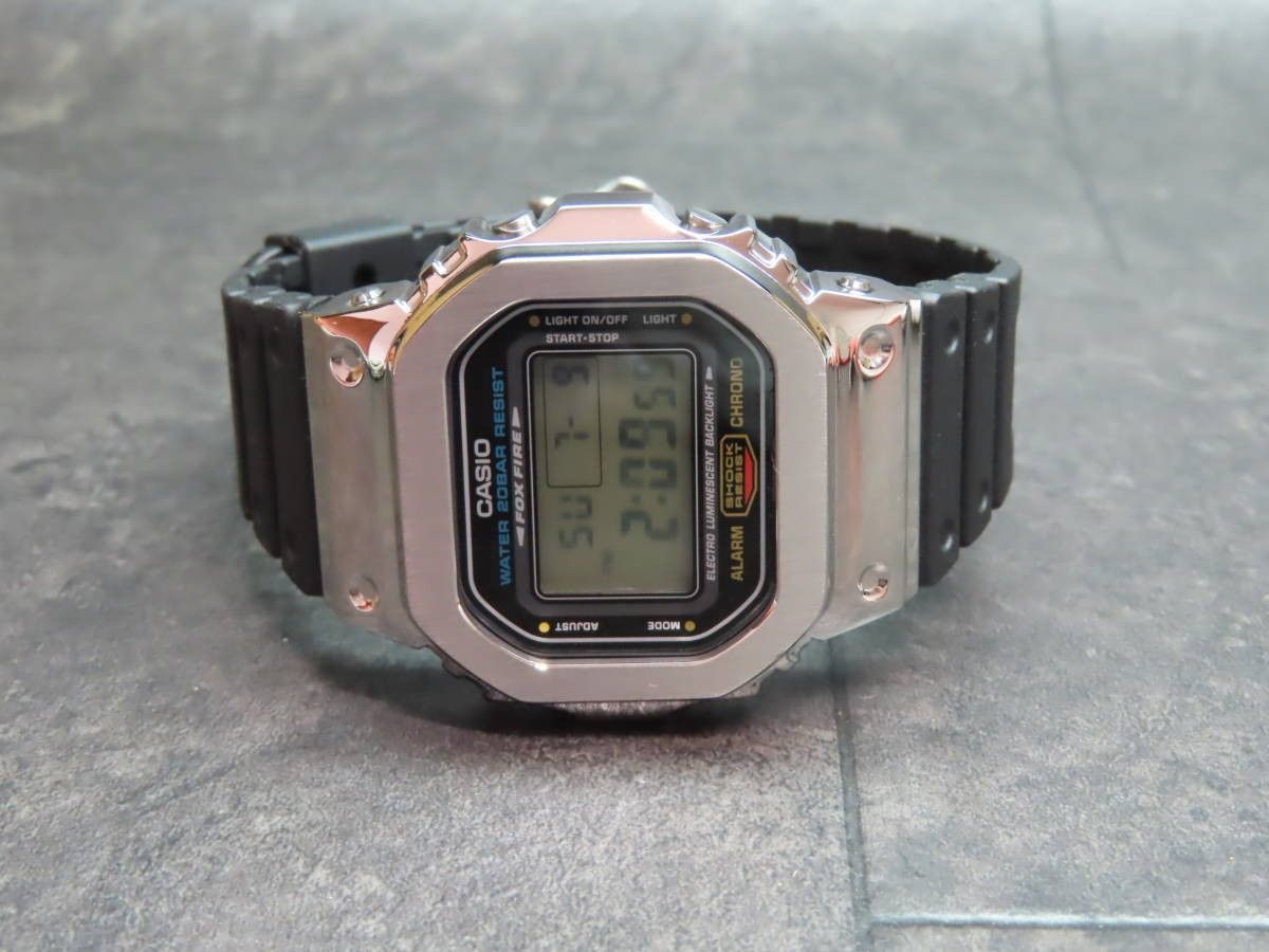 カシオ/CASIO G-SHOCK/Gショック●DW-5600【シルバー メタル】カスタム 国内モデル※時計本体付き