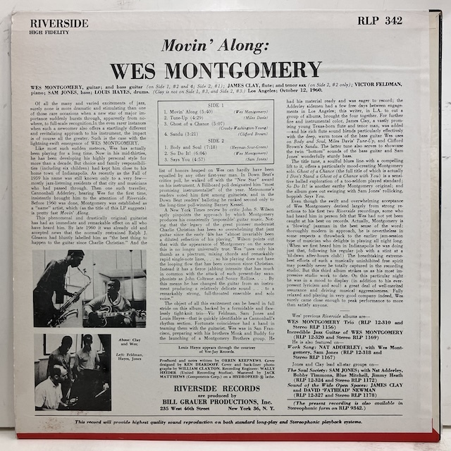 ●即決VOCAL LP Wes Montgomery / Movin' Along rs9342 j40002 米盤、Rs規格inc付黒大 Dg Stereo _画像2