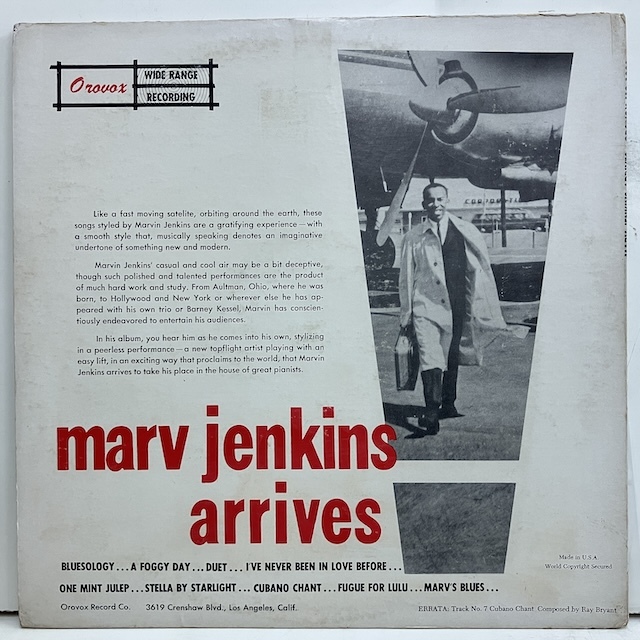●即決LP Marv Jenkins / Arrives mg1001-m j40072 米オリジナル、Mono マーブ・ジェンキンス _画像2