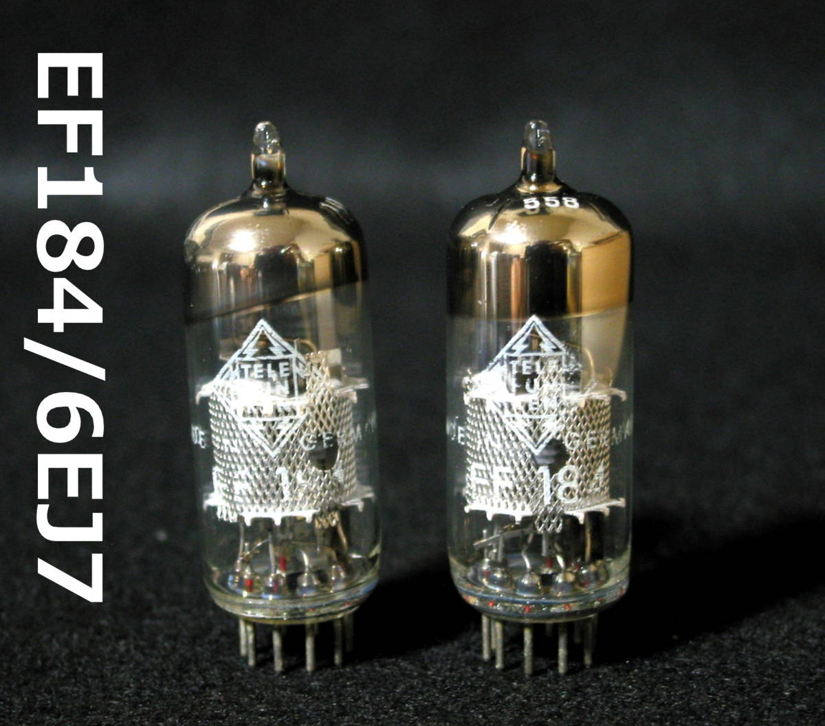 【白箱付】TELEFUNKEN■EF184／6EJ7／シャープカットオフRF増幅用5極管■真空管／2本セット（同一コード）①■各テスト実施■送料140円～_画像1