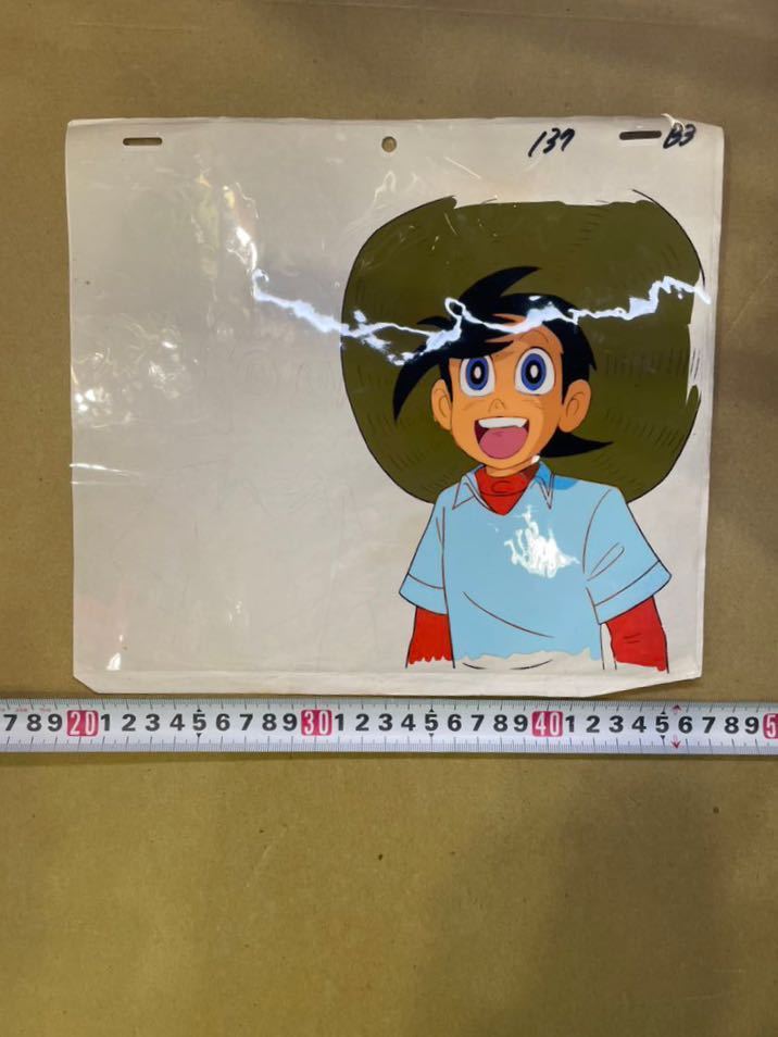 【限定販売】 0316セ079/1□セル画□釣りキチ三平【背景付/当時もの/傷みあり その他
