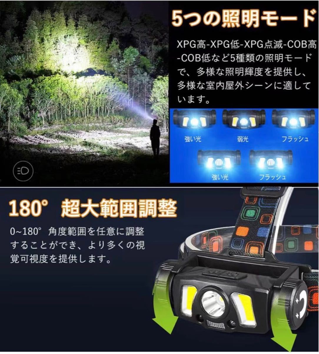 超高輝度 1200ルーメン 3LED】ヘッドライト usb 充電式 Led ライト高輝度 センサー 付き COB ヘッドランプ へっどらいと