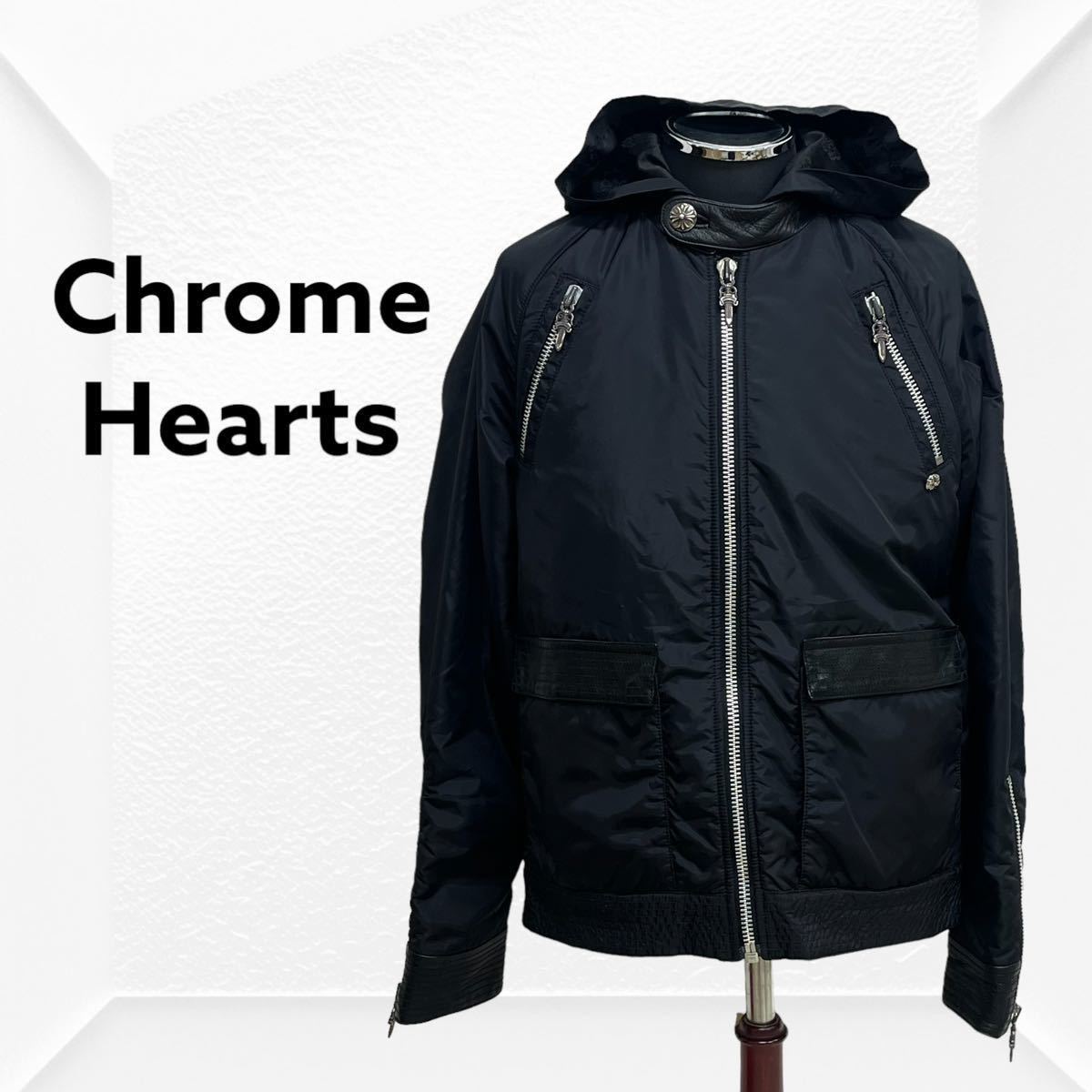 CHROME HEARTS クロムハーツ DEGENERATE NYLON JACKET BSフレアパッチ ダガージップ レザー切替 フーデッド ナイロンジャケット メンズ_画像2