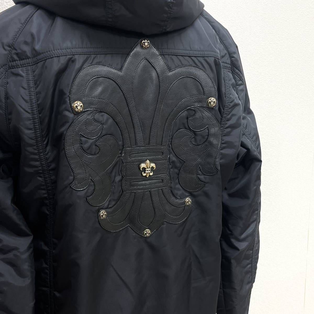 CHROME HEARTS クロムハーツ DEGENERATE NYLON JACKET BSフレアパッチ ダガージップ レザー切替 フーデッド ナイロンジャケット メンズ_画像3