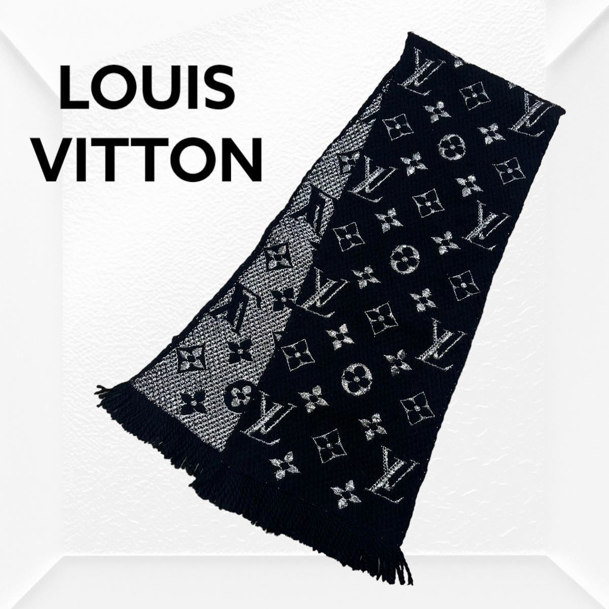 高級 LOUIS VUITTON ルイヴィトン エシャルプ・ロゴマニア シャイン ウール シルク混 モノグラム マフラー IS1221 M75833