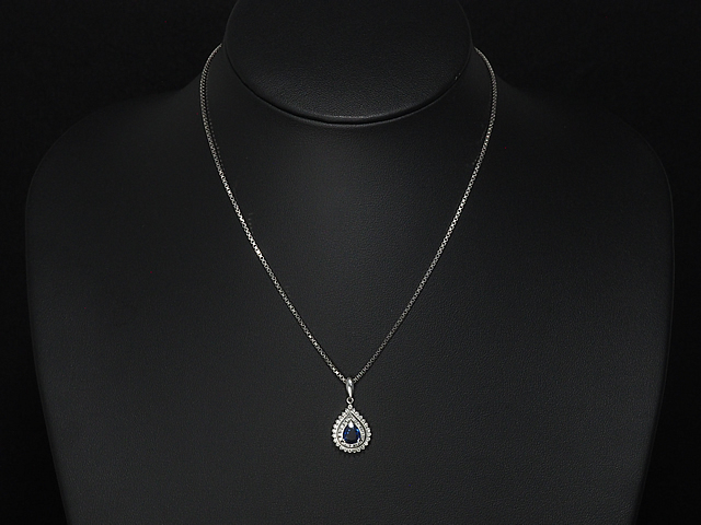 音羽屋■ サファイア/1.25ct ダイヤ/0.54ct Pt900/Pt850 プラチナ ネックレス 鑑別カード付き 仕上済【中古】_画像7