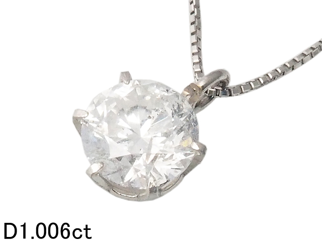 音羽屋■ F/I-1 ダイヤモンド/1.006ct Pt900/Pt850 プラチナ 1粒ダイヤ ネックレス ソーティング付き 仕上済【中古】_画像1