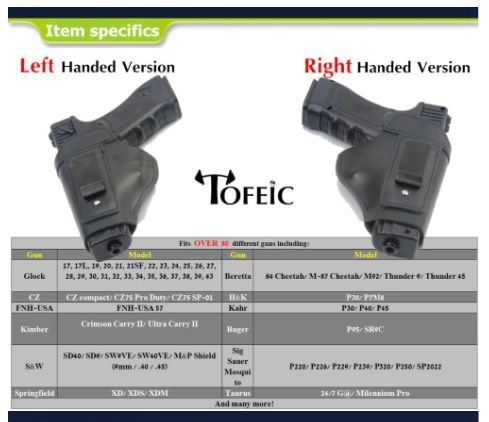 革 iwb 銃ホルスターグロック 17 19 22 23 43 sigザウアーP226 P229ルガーベレッタ92 m92 s & wピストルクリップケース AZ0107_画像4