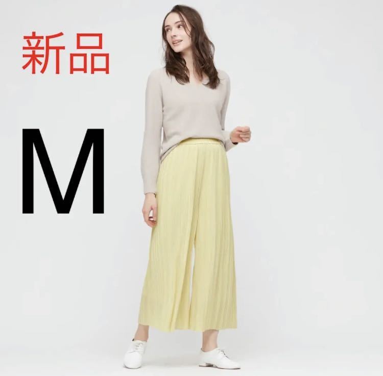 新品　ユニクロ　シフォンプリーツスカートパンツ　42Yellow Mサイズ_画像1