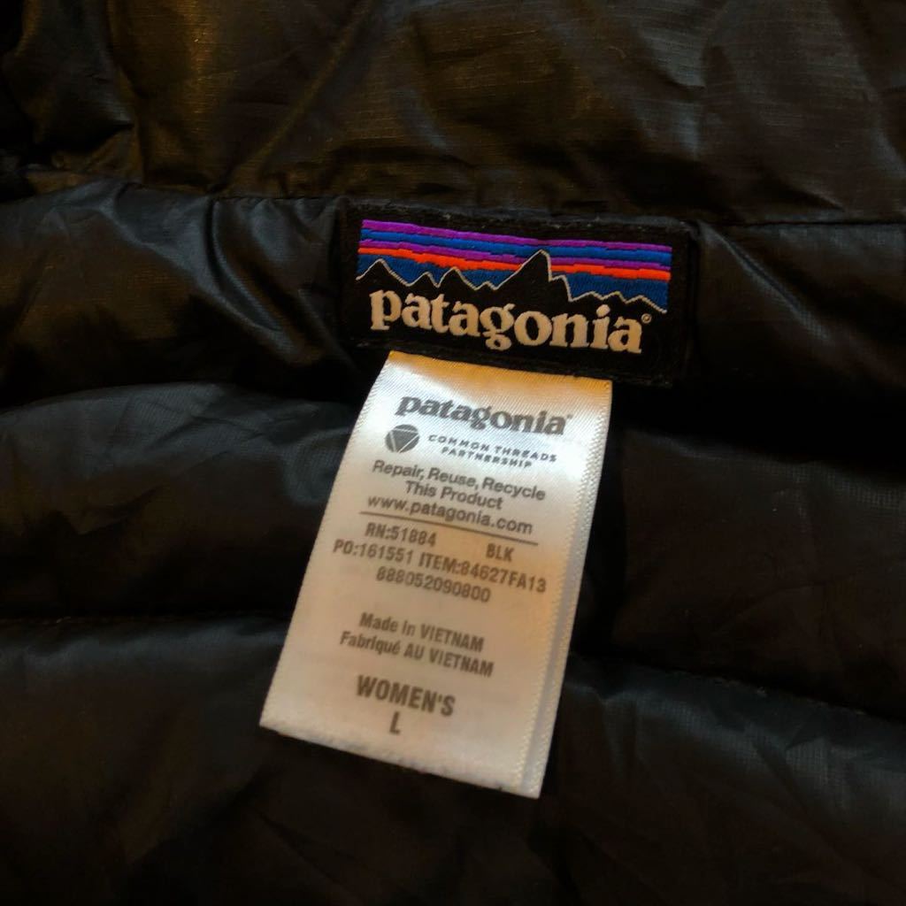 USA古着 patagonia パタゴニア 中綿 ベスト レディース サイズ L アウトドア キャンプ 登山 防寒 保温 ブラック アメリカ仕入 ギア J2934_画像4