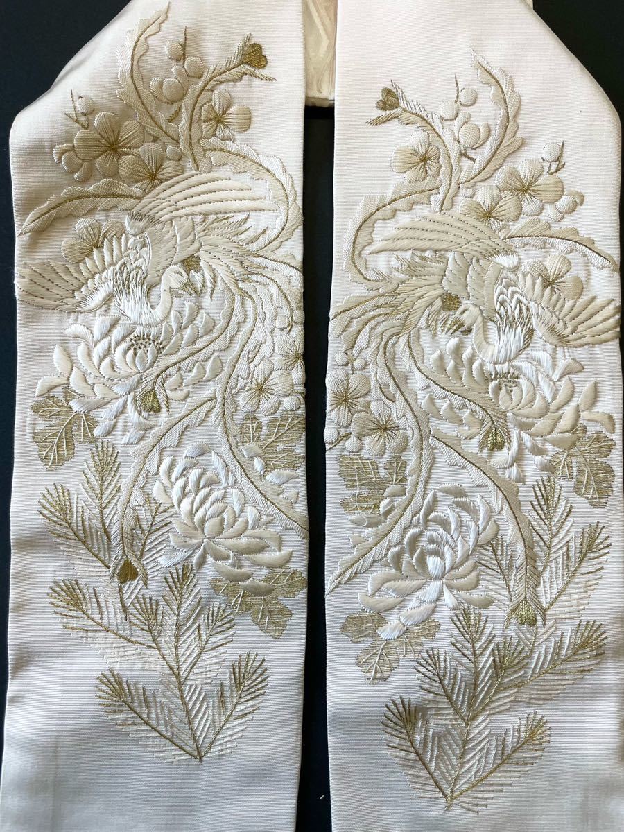 アンティーク着物◇半襟 手刺繍 日本刺繍 アンティーク半衿 鳳凰 アンティーク着物◇半襟 手刺繍 日本刺繍 アンティーク半衿 鳳凰
