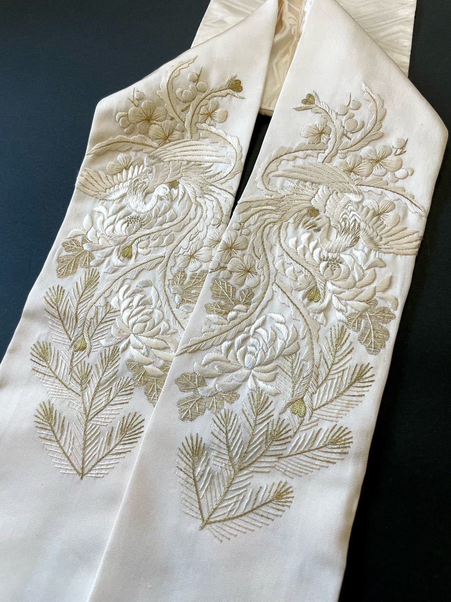 アンティーク着物◇半襟 手刺繍 日本刺繍 アンティーク半衿 鳳凰 アンティーク着物◇半襟 手刺繍 日本刺繍 アンティーク半衿 鳳凰