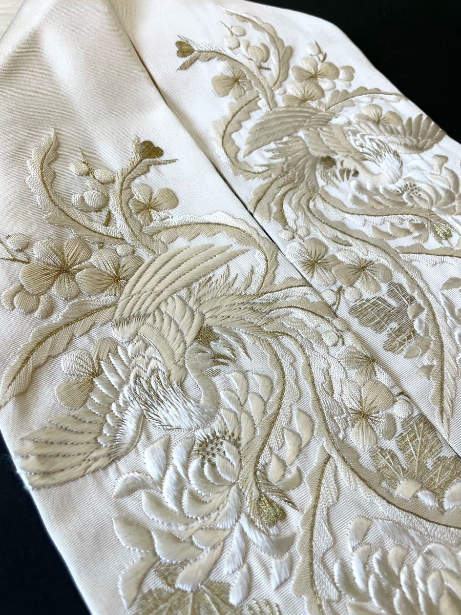 アンティーク着物◇半襟 手刺繍 日本刺繍 アンティーク半衿 鳳凰 アンティーク着物◇半襟 手刺繍 日本刺繍 アンティーク半衿 鳳凰