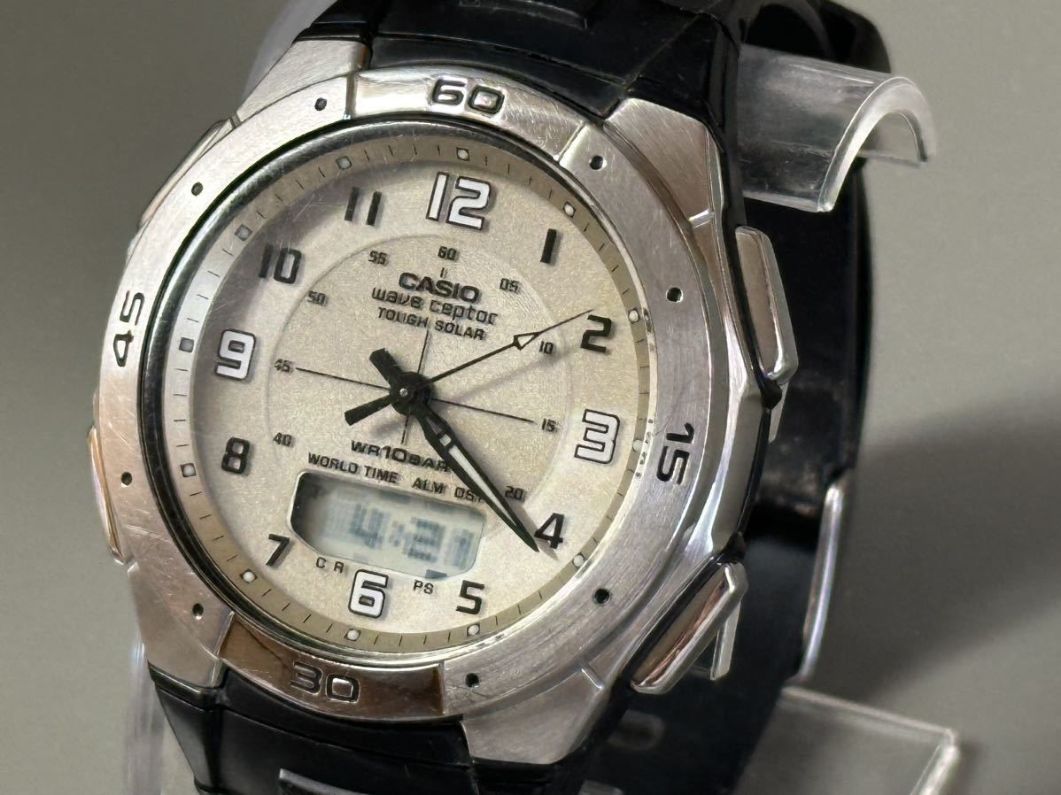 1円〜◇カシオ CASIO ウェーブセプター WVA-470 アナデジ ゴールド文字盤 メンズ腕時計 稼働品_画像2