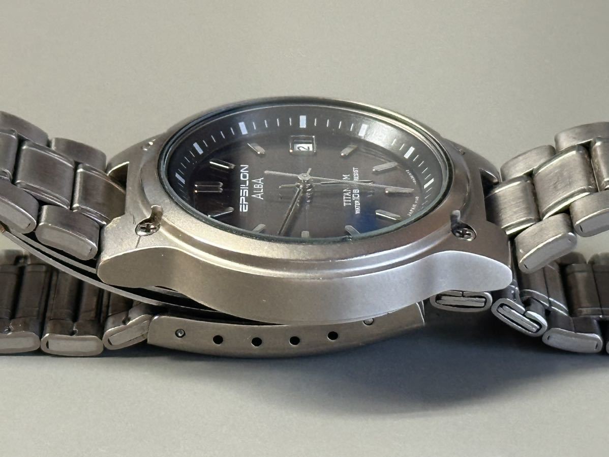 1円〜◇SEIKO セイコー ALBA アルバ EPSILON イプシロン V145-0A20 チタン TITANIUM メンズ腕時計 稼働品_画像7