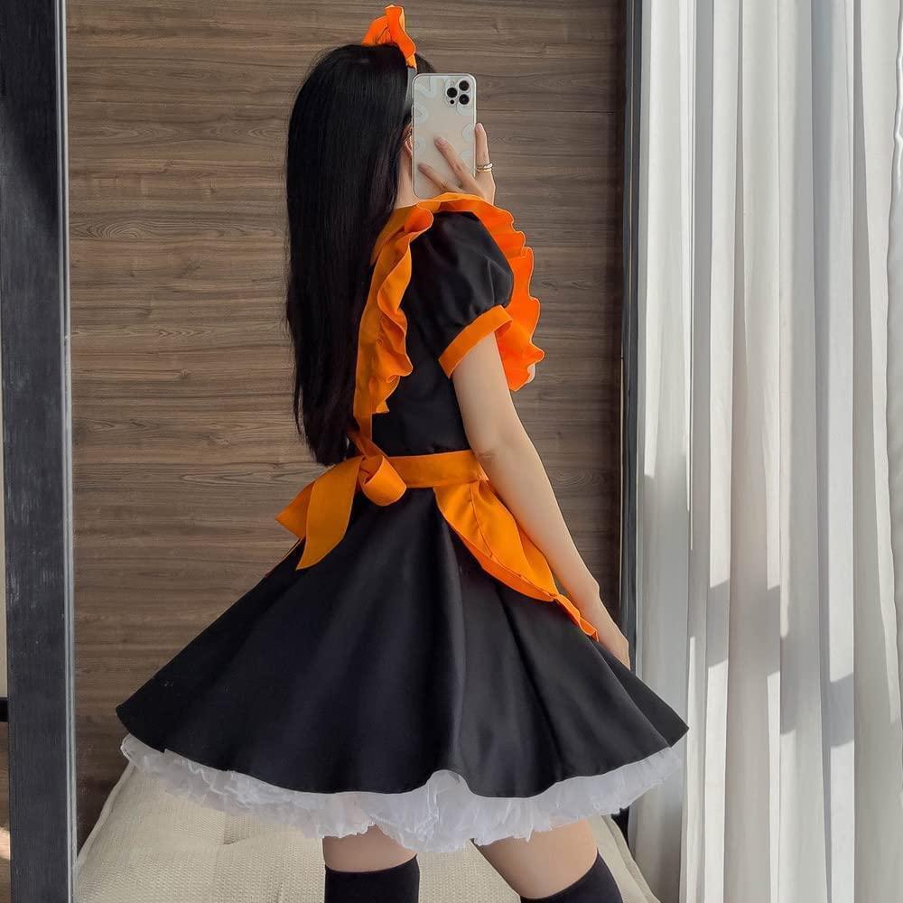 【新品】ハロウィン仮装 メイド服 カチューシャ オレンジ X Lサイズ_画像5