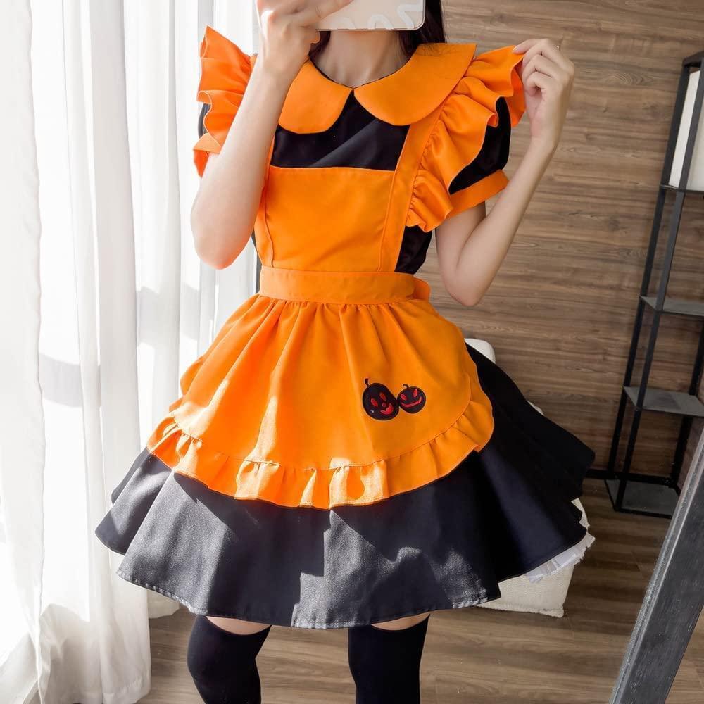 【新品】ハロウィン仮装 メイド服 カチューシャ オレンジ X Lサイズの画像6
