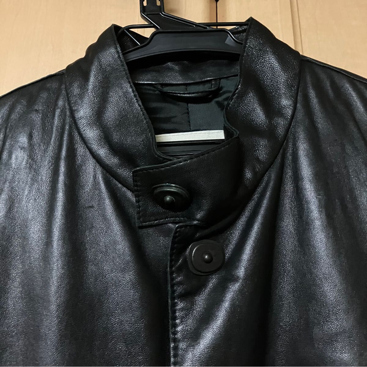 【美品】EMPORIO ARMANI エンポリオアルマーニ ラムレザー(羊革) ブラック ライダースジャケット 