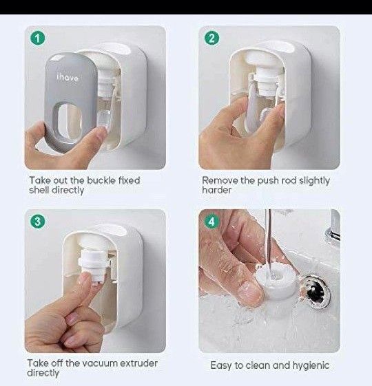 歯磨き粉ディスペンサー 壁マウント 浴室用 自動歯磨き粉絞り器 (グレー)