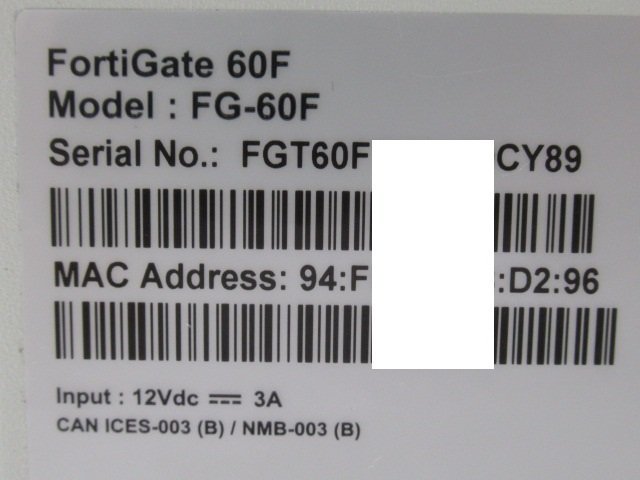 Ω 新FT 0153♪ 保証有 Fortinet【 FG-60F 】FortiGate-60F UTM ライセンス27年11月25日迄 FW：v6.4.9 領収書発行可能の画像8