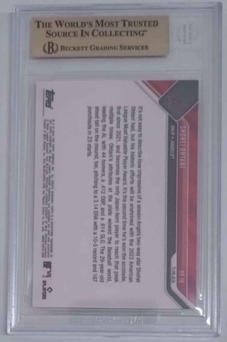 1円 BGS10 金ラベル ラベルエラー Topps Now トップスナウ 大谷翔平 MVP 2023 Topps Now OS16 Shohei Ohtani PSA10 以上_画像2