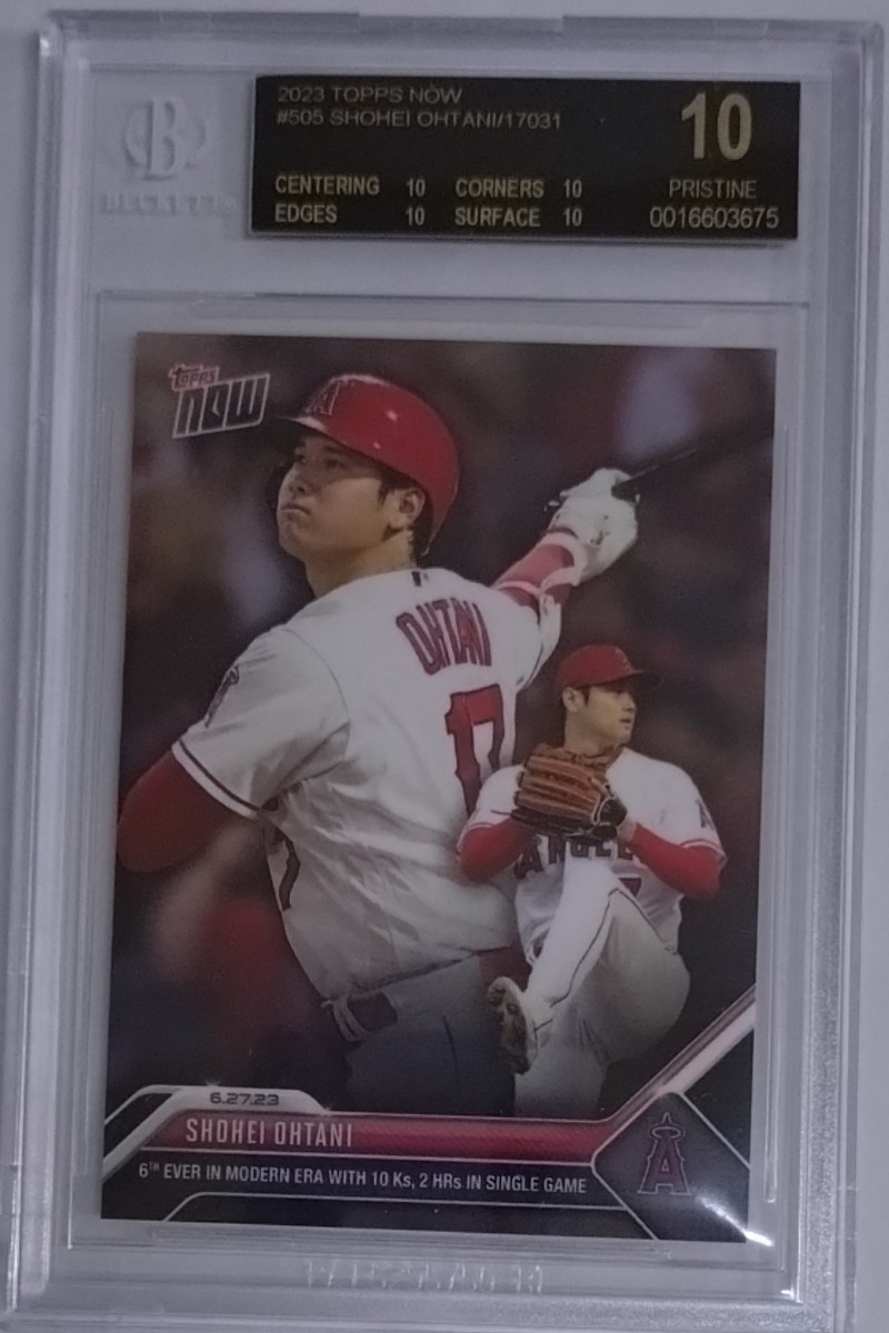 1円出品 BGS10 ブラックラベルTopps Now トップスナウ 大谷翔平 2023 Topps Now Shohei Ohtani ダブルヘッダー 6月27日 2HR PSA10 黒ラベル_画像2