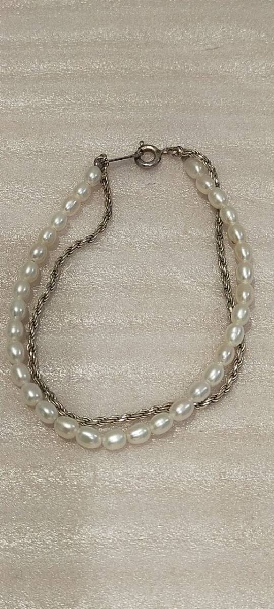 4℃ 淡水真珠ブレスレット SILVER 留め金 ヨンドシー パール シルバー 銀 40402-2の画像3