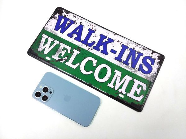 アメリカナン ブリキ看板 カフェ、お店に WALK WELCOME_画像4